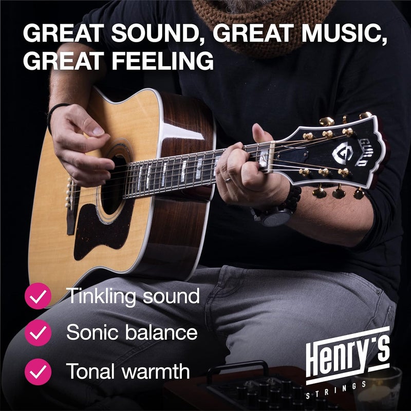 Henry's Strings Medium Acoustic Guitar Strings Medium 11-52 - Extra E1 String & 3 Guitar Picks Bonus - Phosphor Bronze Acoustic Guitar Strings 6 String Set - Image 4